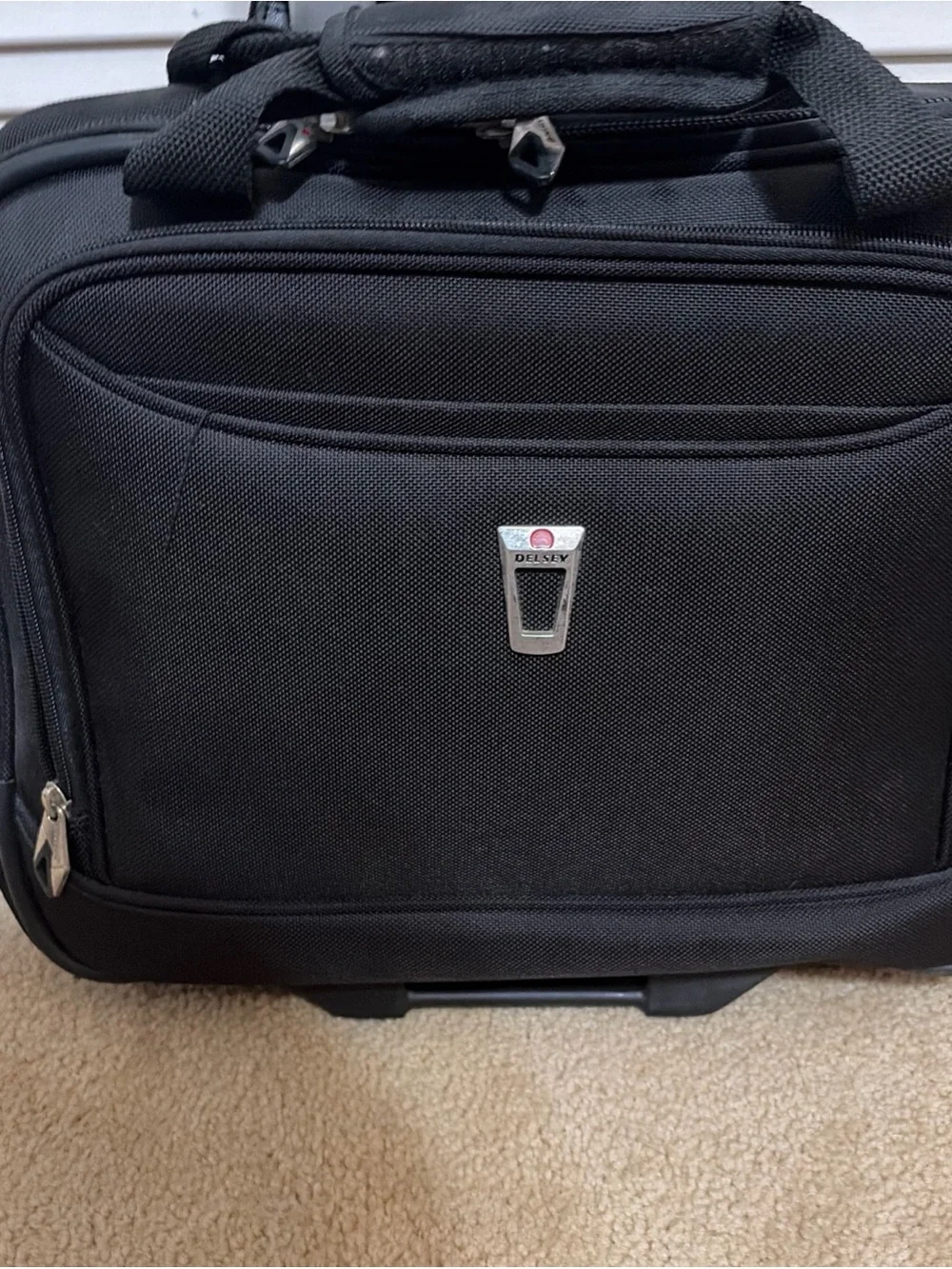 Professional Black Rolling Laptop Briefcase with Telescoping Handle
